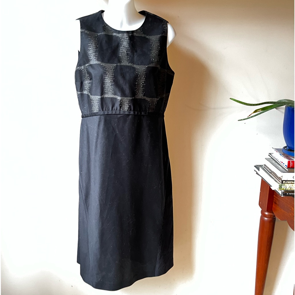 Piazza Sempione Black Cotton Sleeveless Shift Dress Euc Size 40 / 8 Us.